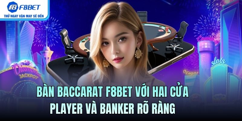 Bàn Baccarat F8BET với hai cửa Player và Banker rõ ràng