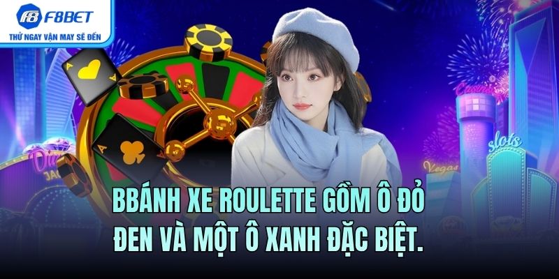 Bánh xe gồm ô đỏ đen và một ô xanh đặc biệt.