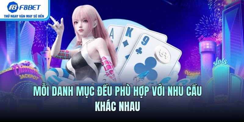 Mỗi danh mục đều phù hợp với nhu cầu khác nhau