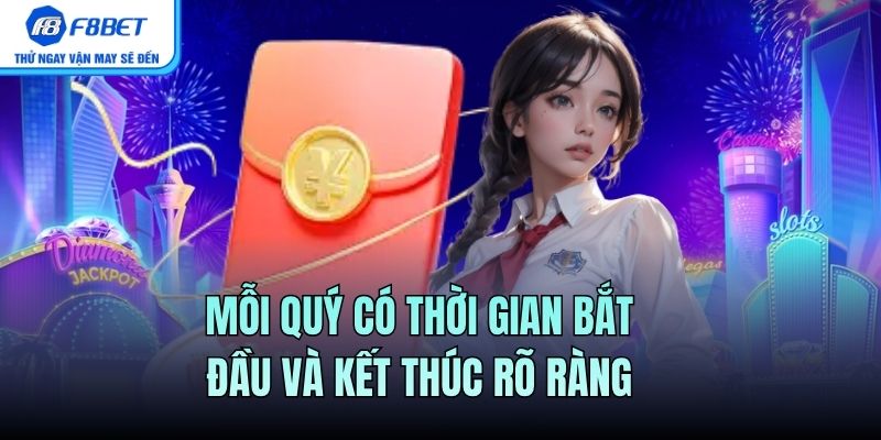 Mỗi quý có thời gian bắt đầu và kết thúc rõ ràng