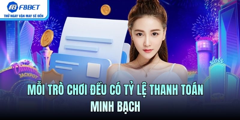 Mỗi trò chơi đều có tỷ lệ thanh toán minh bạch